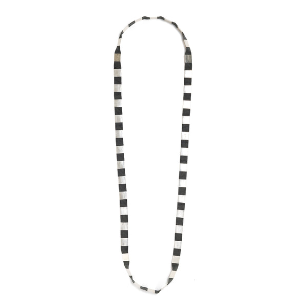 Classic Square Ribbon Necklace~Dark Grey