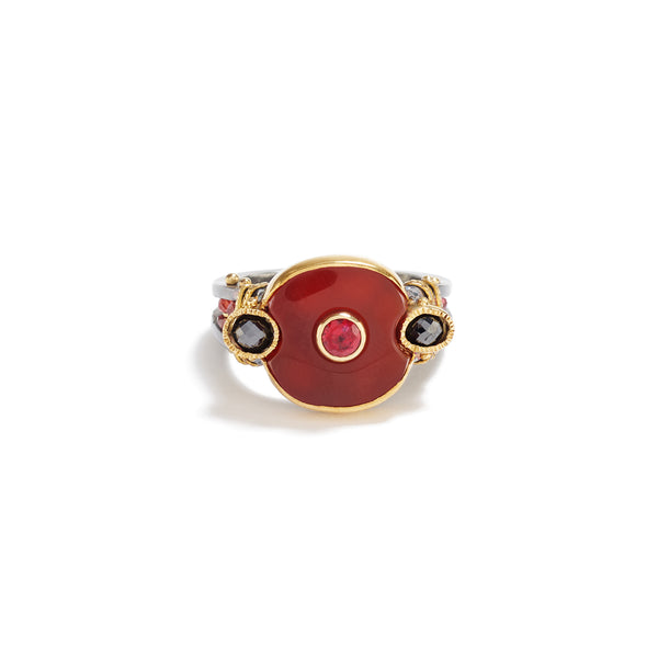 Carnelian & Spinel Ring by Michael Boyd | _18K _22k _yellow