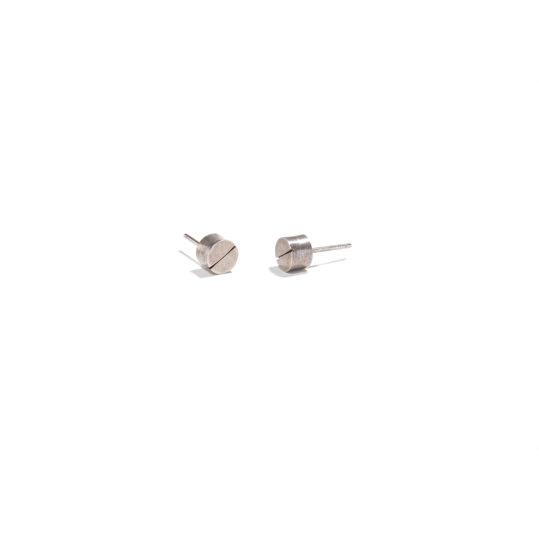 Round Sterling Silver Line Earrings