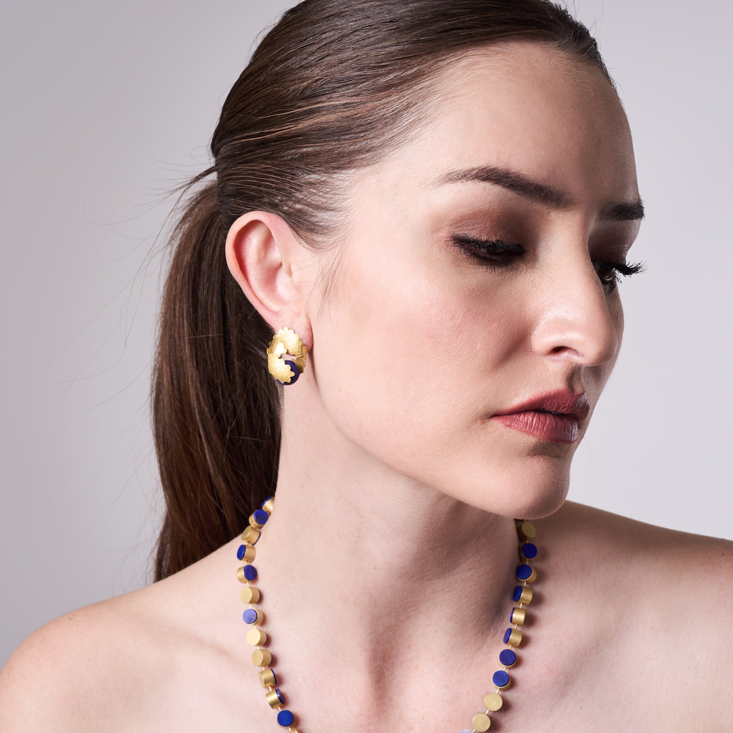 Leaf Spiral With Lapis Earrings