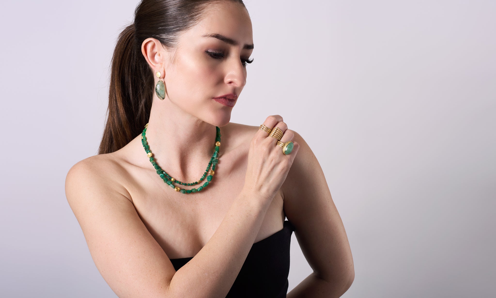 Rough Emerald Bead Necklace