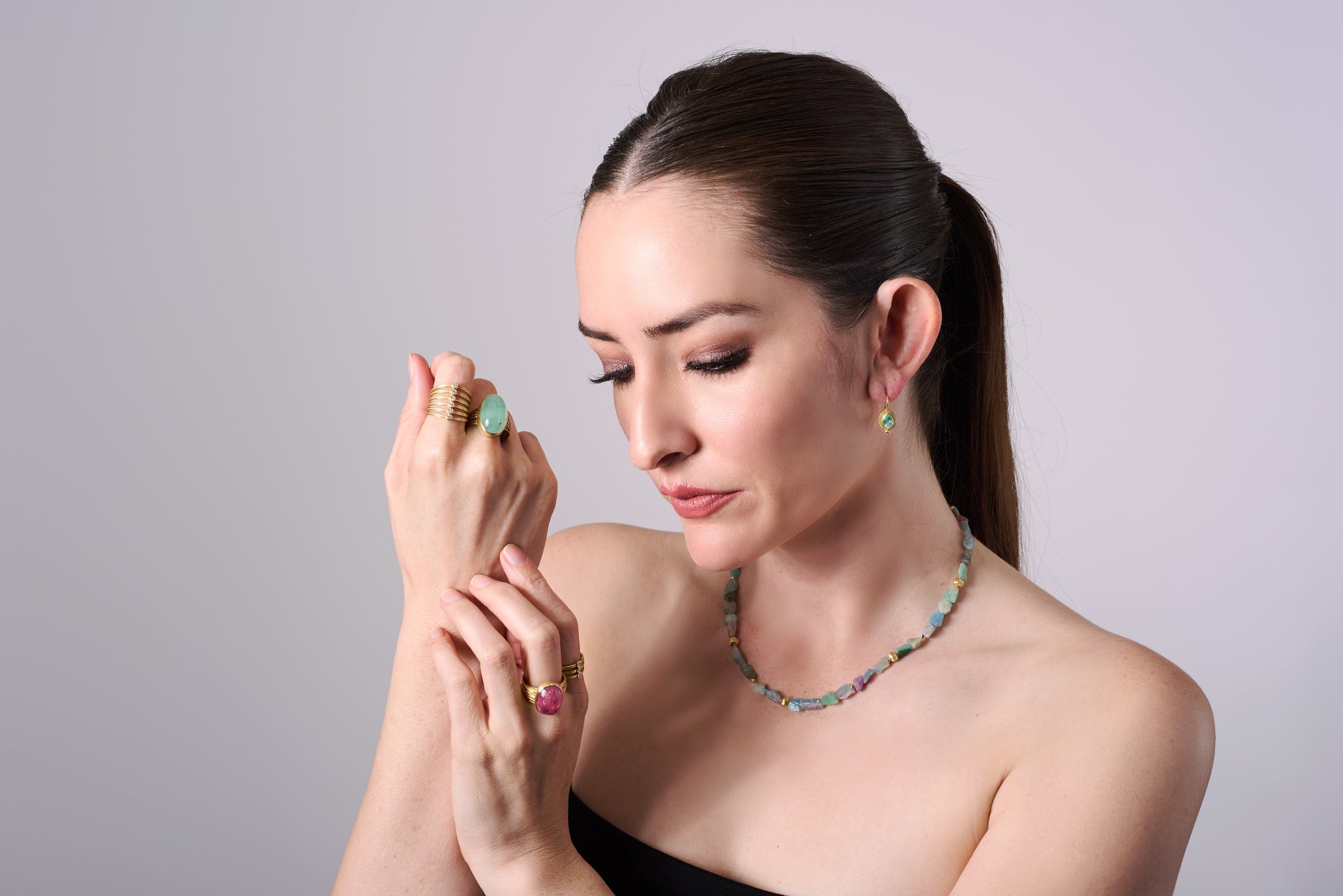 Oval Pink Tourmaline Ring in Gold