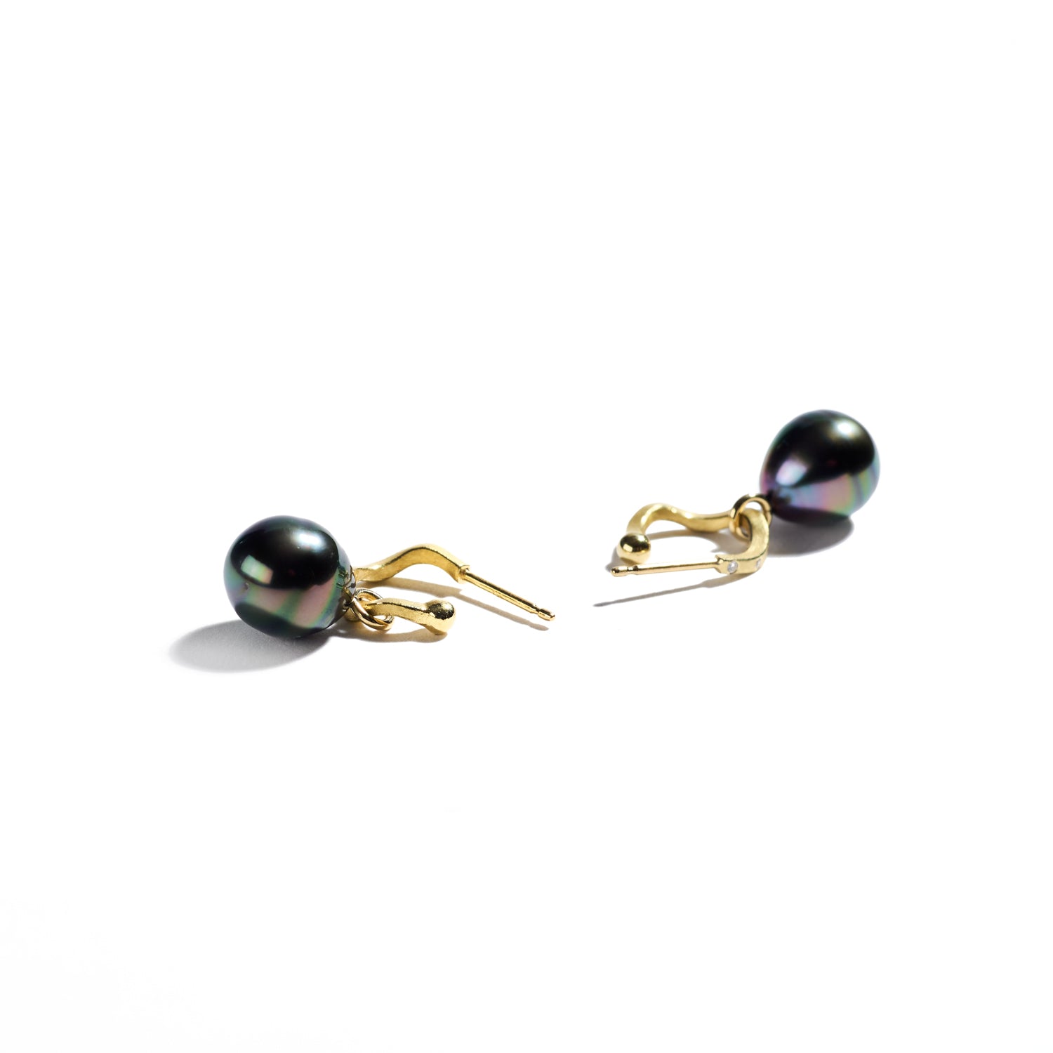 Tahitian Pearl and Diamond Hoop Earrings