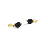 Black Tourmaline and Gold Hoop Earrings