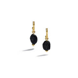 Black Tourmaline and Gold Hoop Earrings