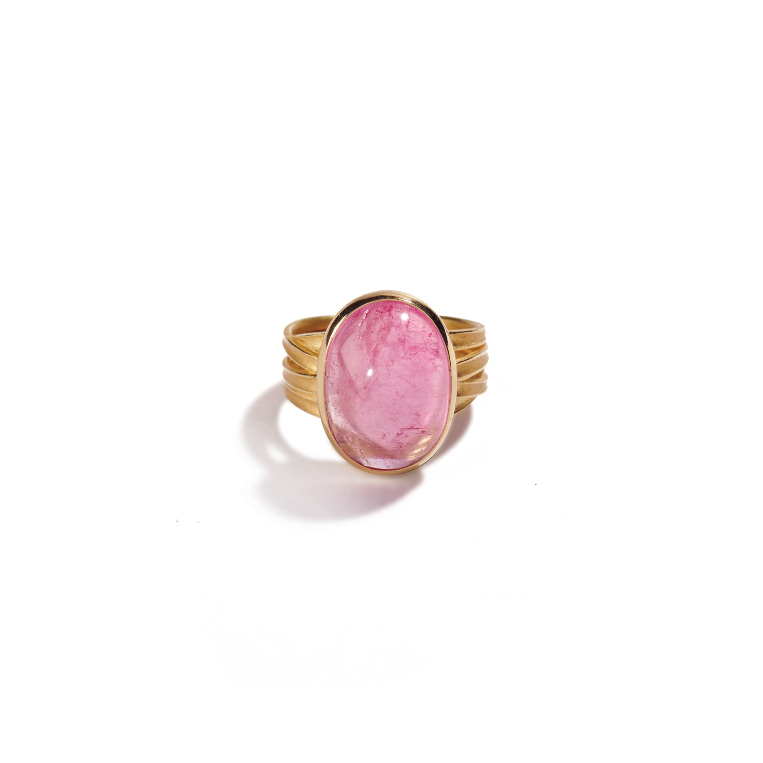 Oval Pink Tourmaline Ring in Gold