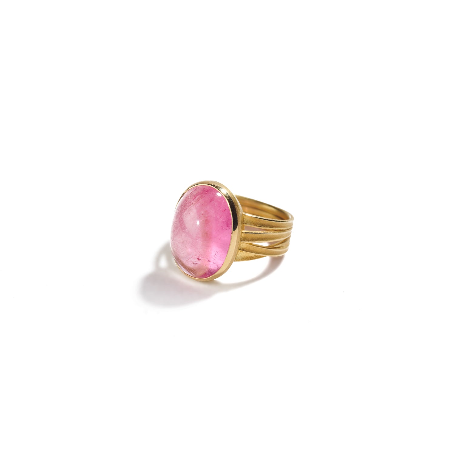 Oval Pink Tourmaline Ring in Gold