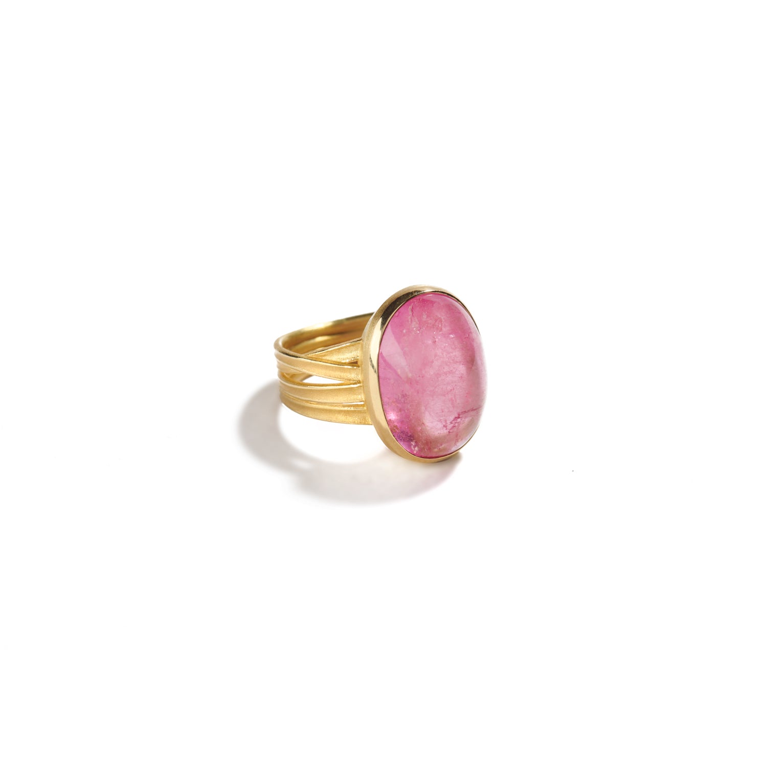 Oval Pink Tourmaline Ring in Gold