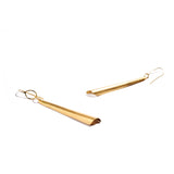 Elongated Gold Flute Earrings