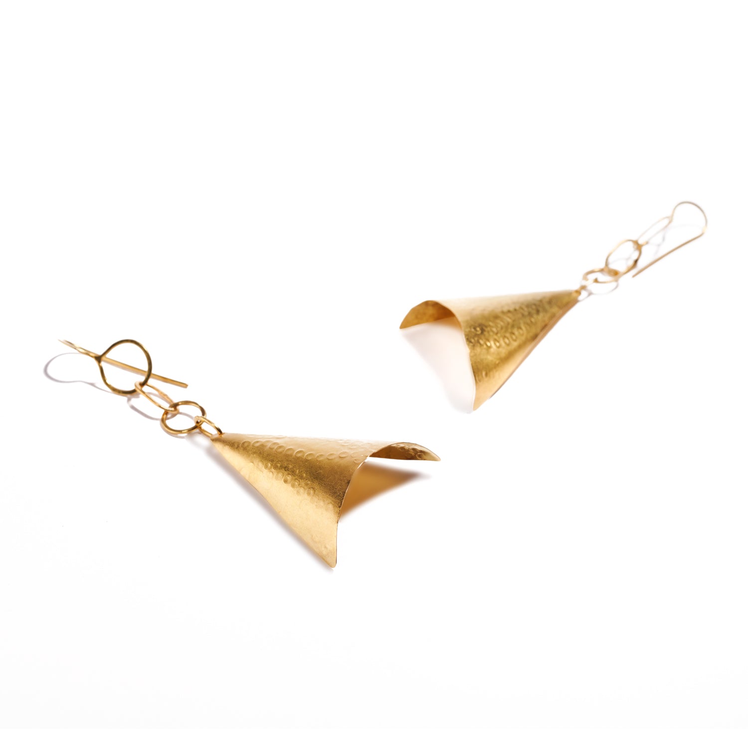 22K Gold Dangle Broad Fan Earrings