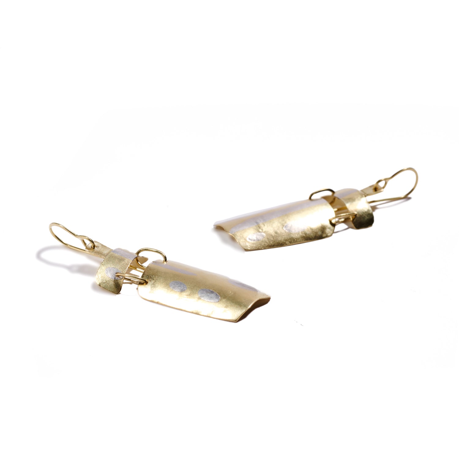 Gold and Platinum Double Drop Earrings