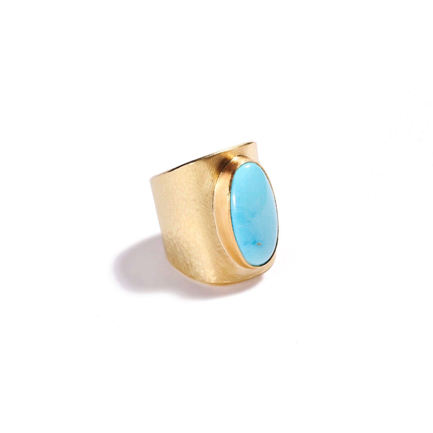 Cabochon Turquoise and Diamond Elongated Ring