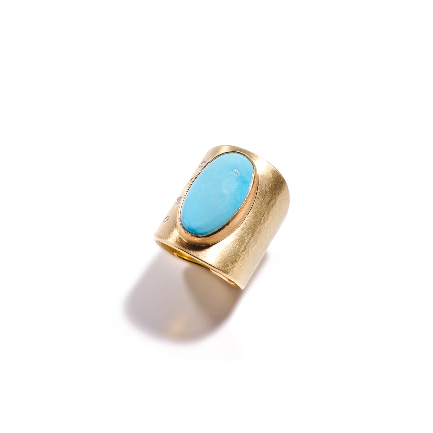 Cabochon Turquoise and Diamond Elongated Ring