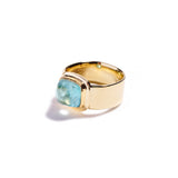 Square Cabochon Blue Tourmaline Ring