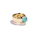 Square Cabochon Blue Tourmaline Ring