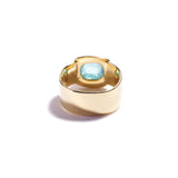 Square Cabochon Blue Tourmaline Ring