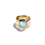 Square Cabochon Blue Tourmaline Ring