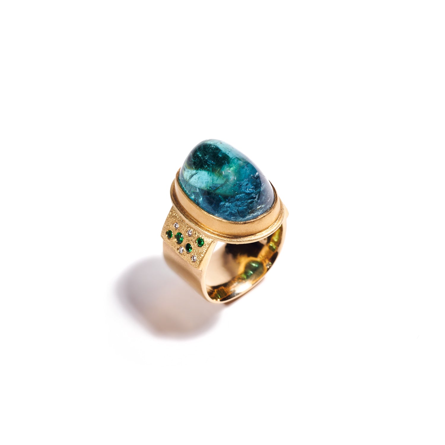 Indicolite Tourmaline Gum Drop Ring