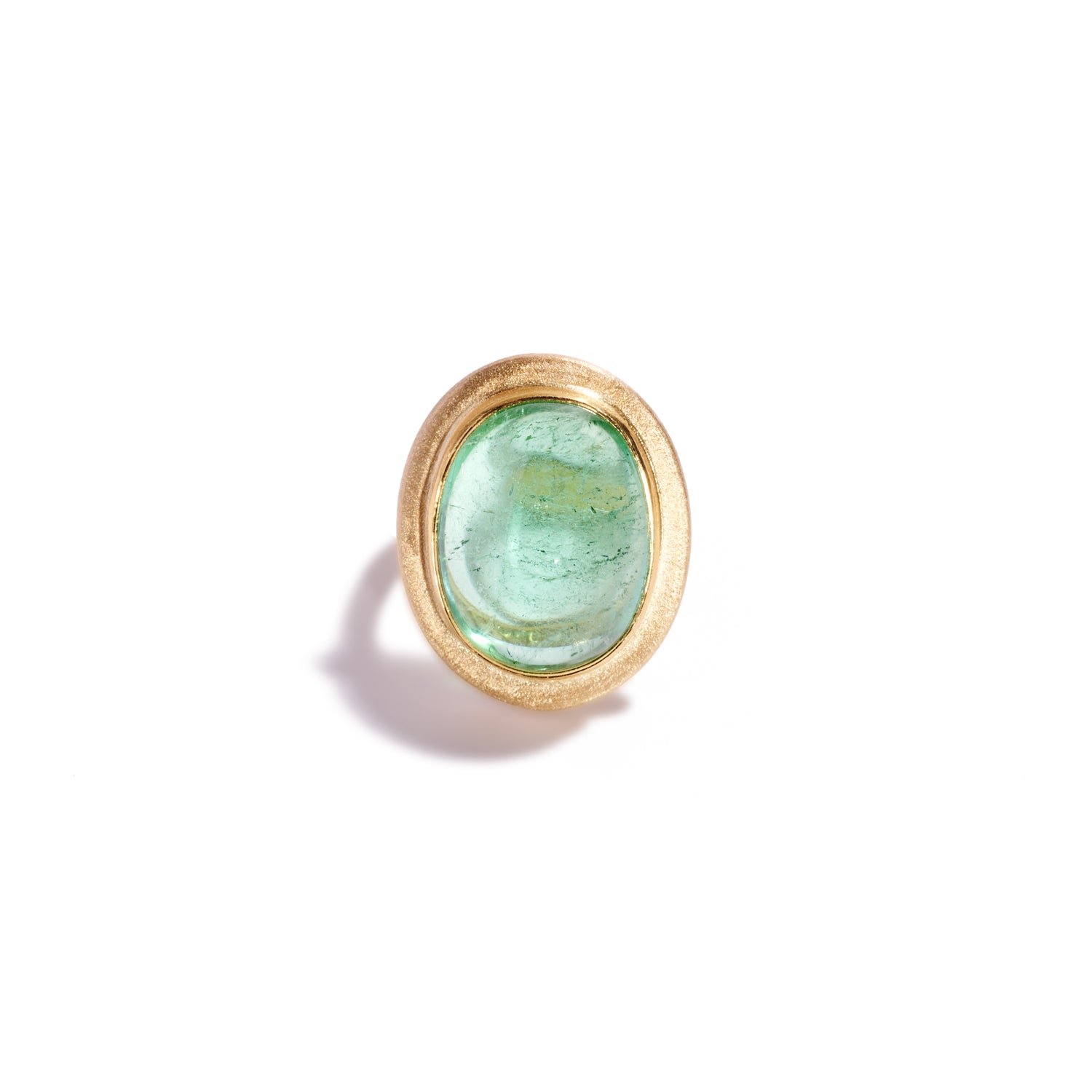 Oval Cabachon Green Tourmaline Ring