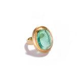 Oval Cabachon Green Tourmaline Ring