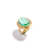 Oval Cabachon Green Tourmaline Ring