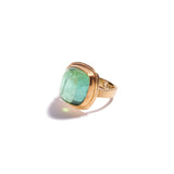 Square Cabochon Green Tourmaline Ring