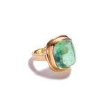 Square Cabochon Green Tourmaline Ring