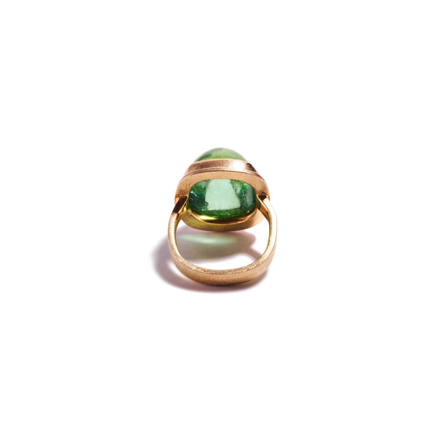 Square Cabochon Green Tourmaline Ring