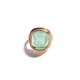 Square Cabochon Green Tourmaline Ring