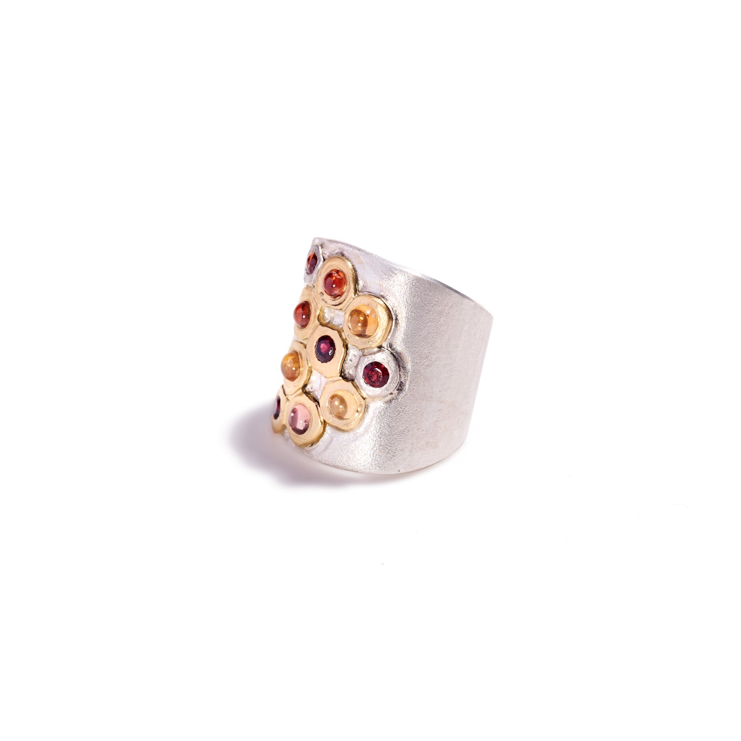 Ruby and Sapphire Honey Comb Ring