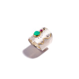 Chrysoprase, Ruby, and Light Blue Sapphire Ring