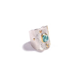 Square Cabochon Light Blue Tourmaline Ring