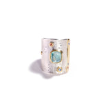 Square Cabochon Light Blue Tourmaline Ring