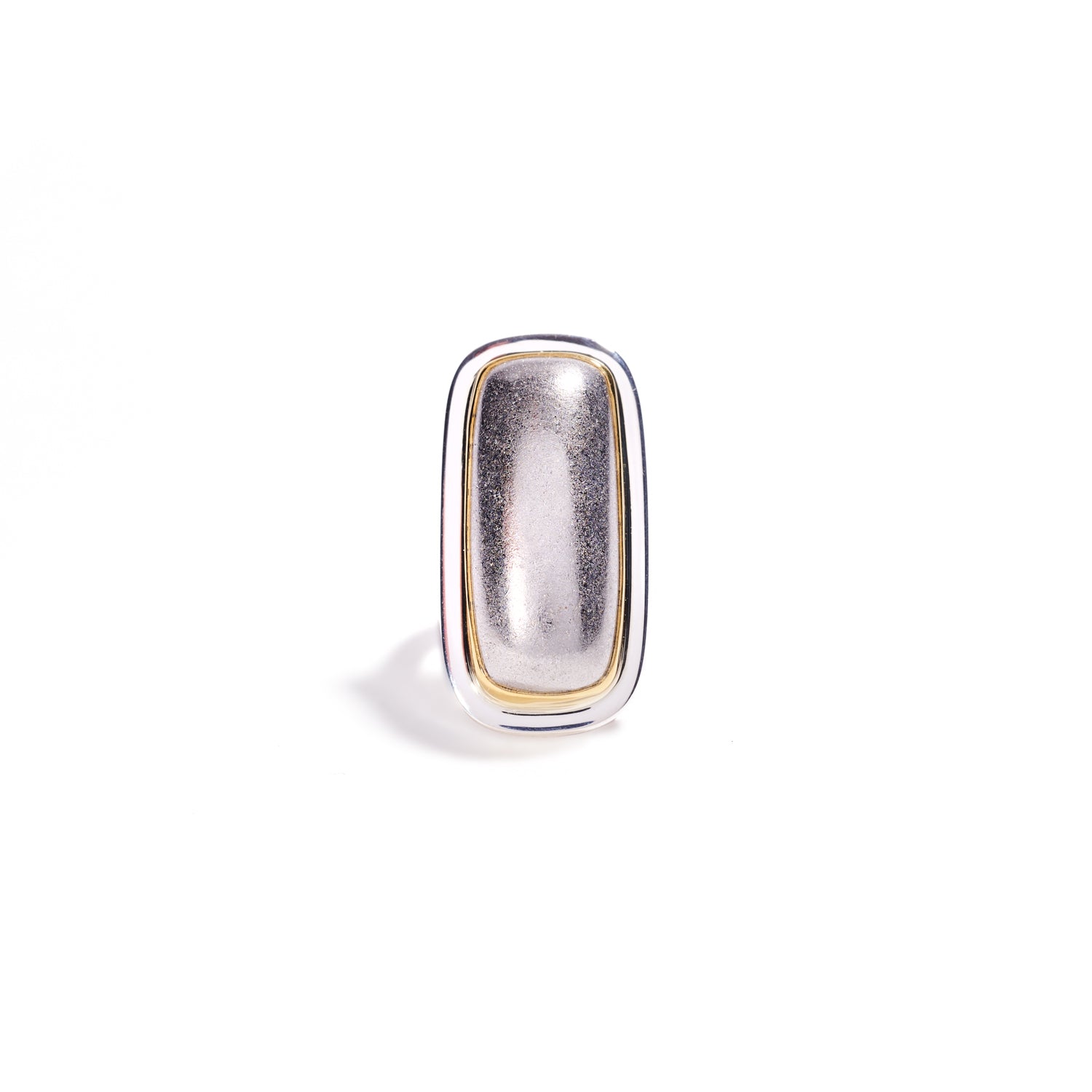 Native Cabochon Silver Elongated Ring