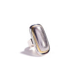 Native Cabochon Silver Elongated Ring