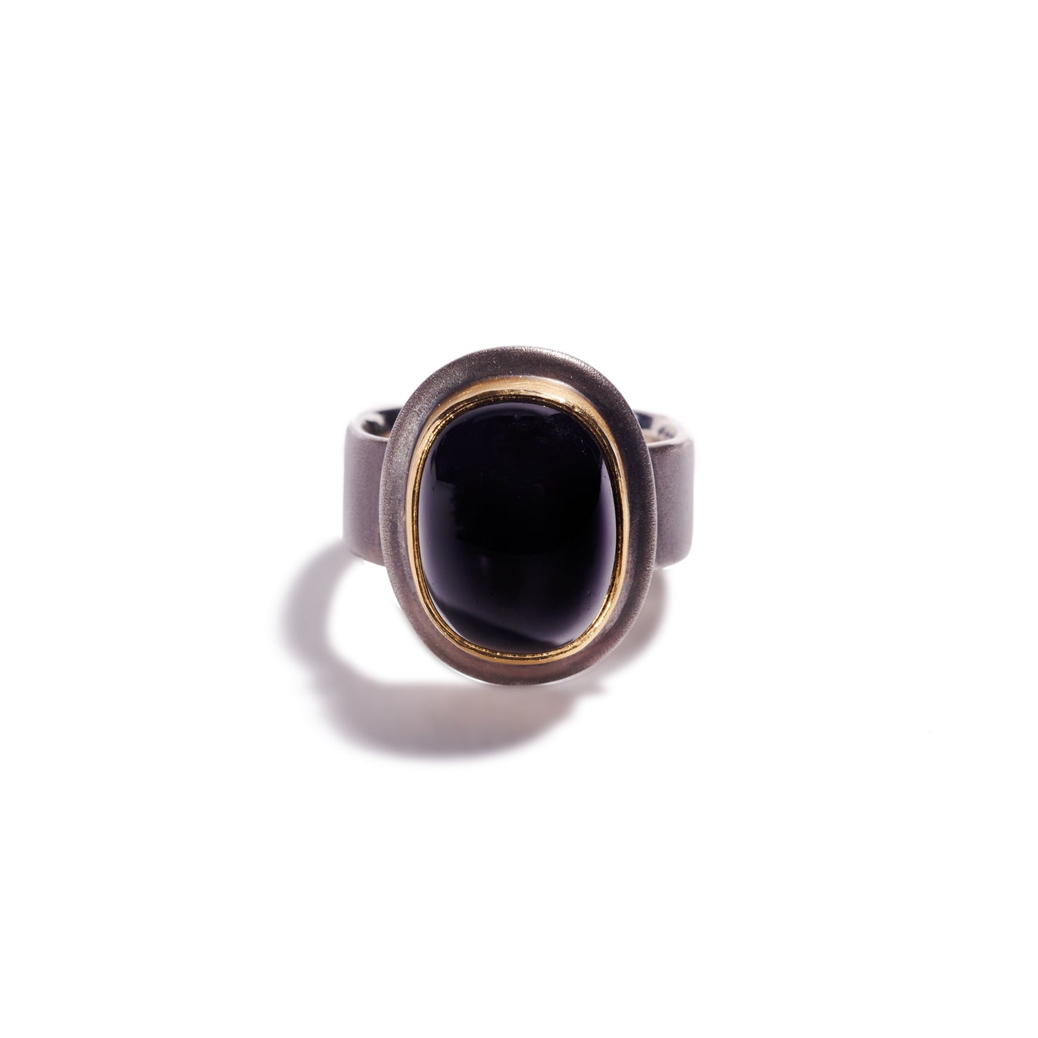 Oval Cabochon Black Tourmaline Ring