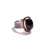 Oval Cabochon Black Tourmaline Ring