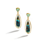 Chalcedony and Opalized Wood Earrings