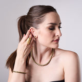 18K Yellow Gold and Onyx Cleopatra Earrings