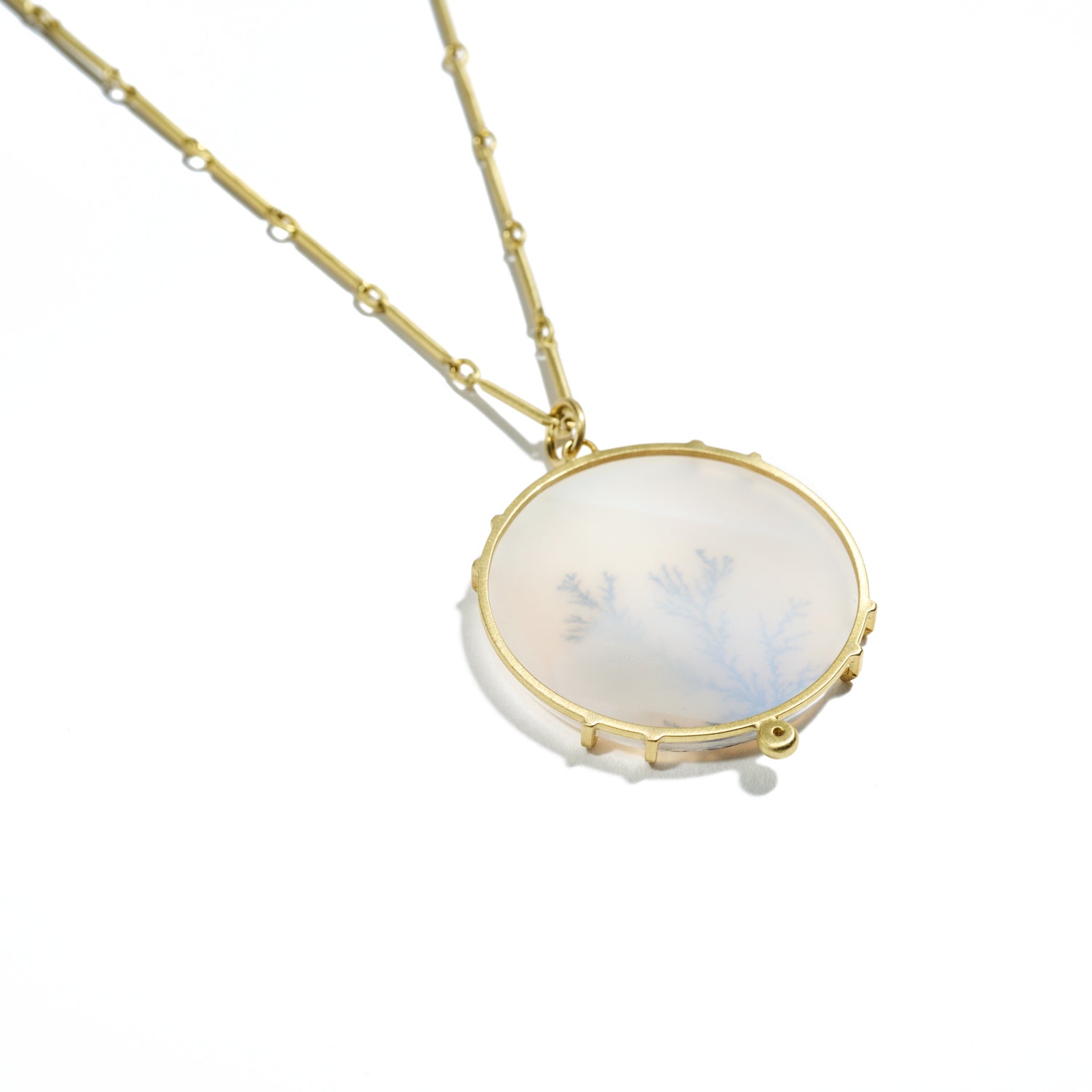 Dendritic Agate & Diamond Pendant