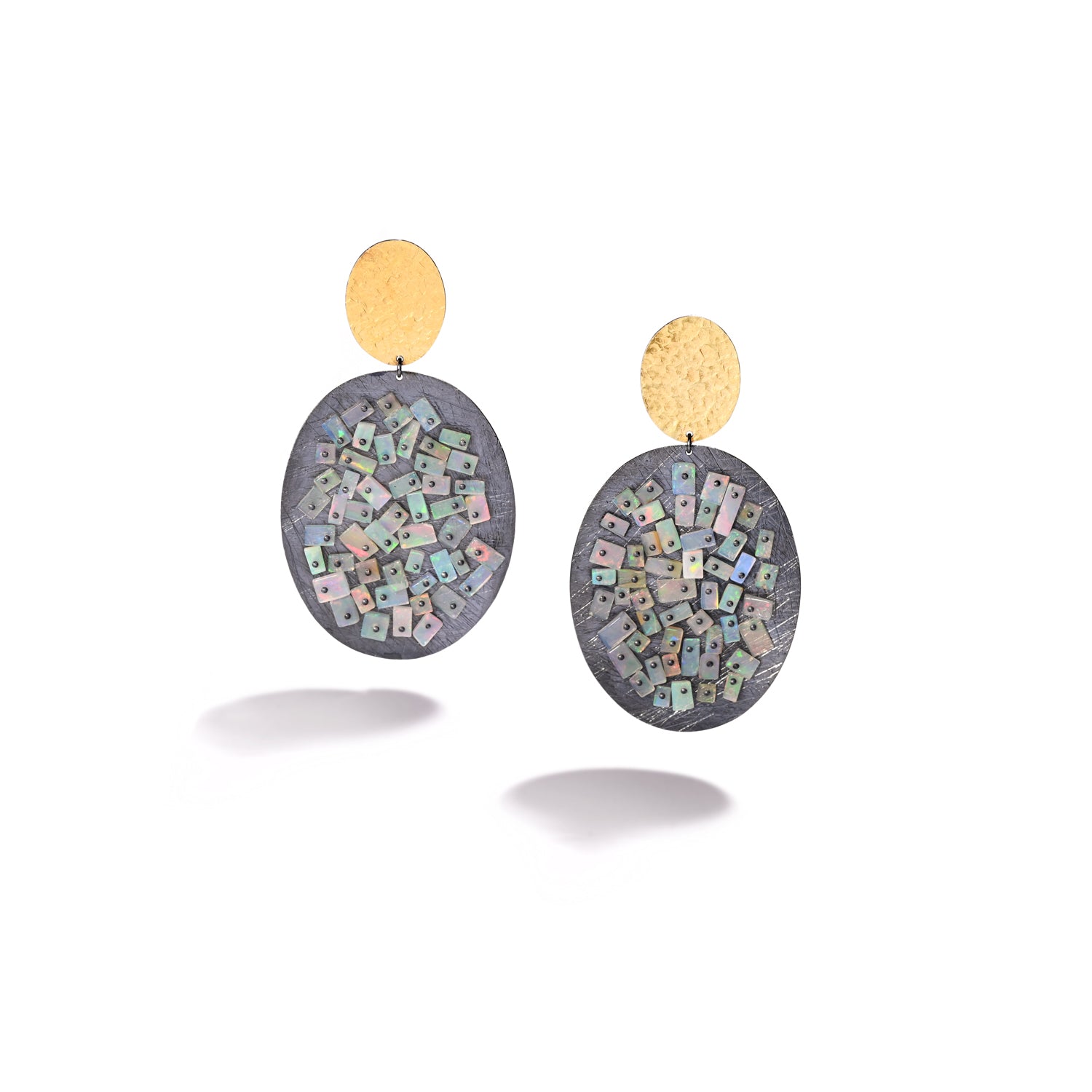 Hammered Top Mosaic Earrings