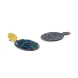 Black Opal Hammered Top Mosaic Earrings