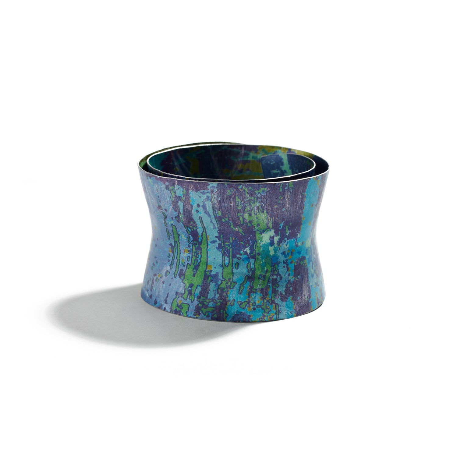 Crazed Fluted Bangle in Blue