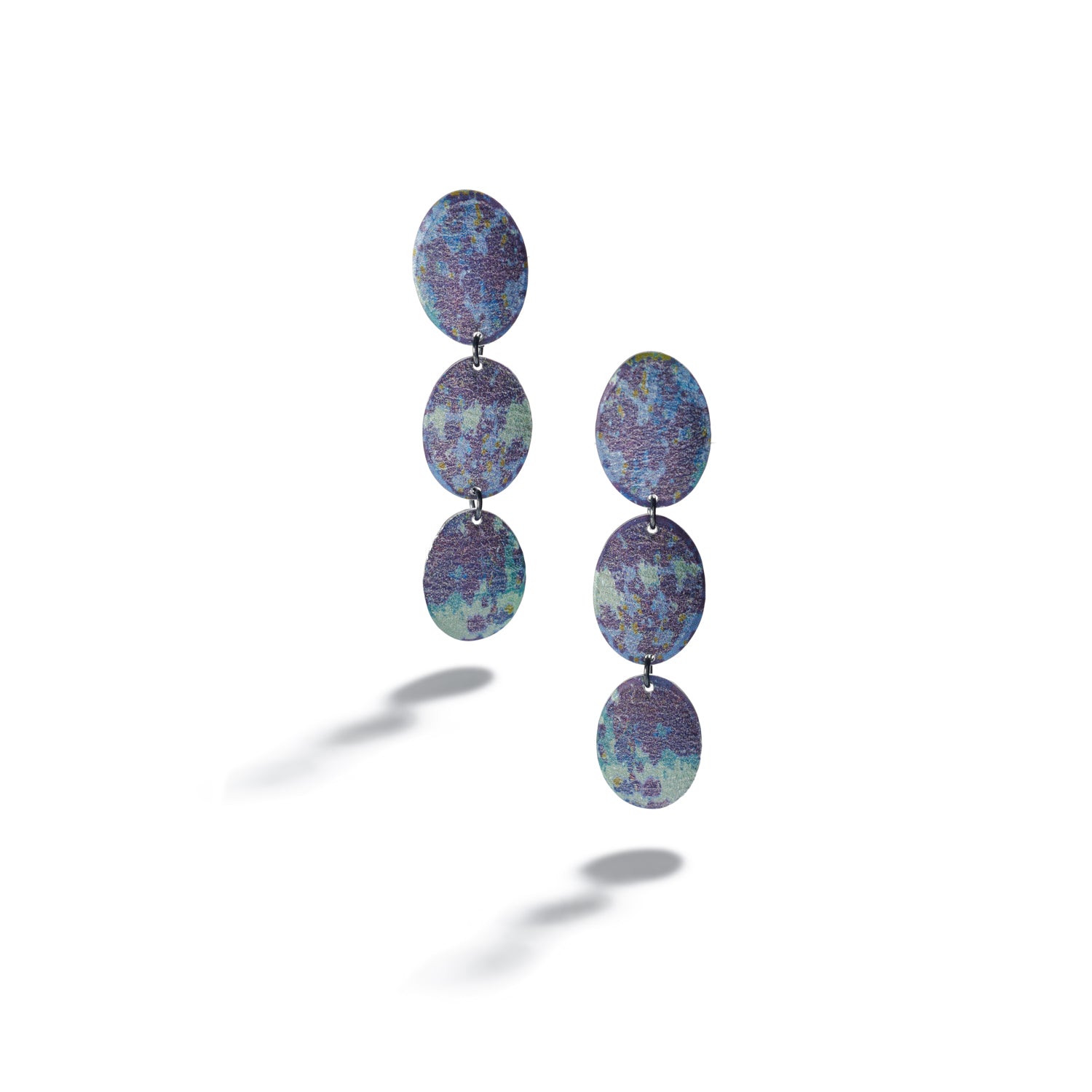 Triple Oval Stud Earrings in Blue