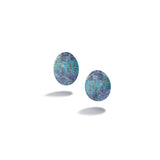 Pierced Oval Stud Earrings in Blue