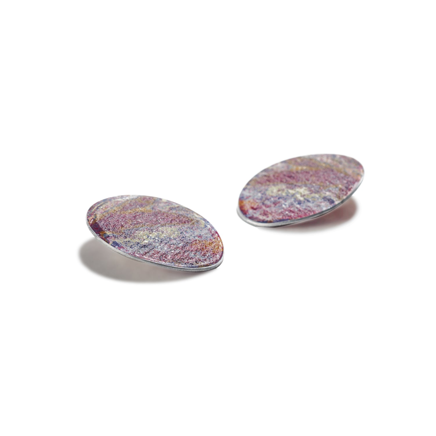 Purple Oval Earclips