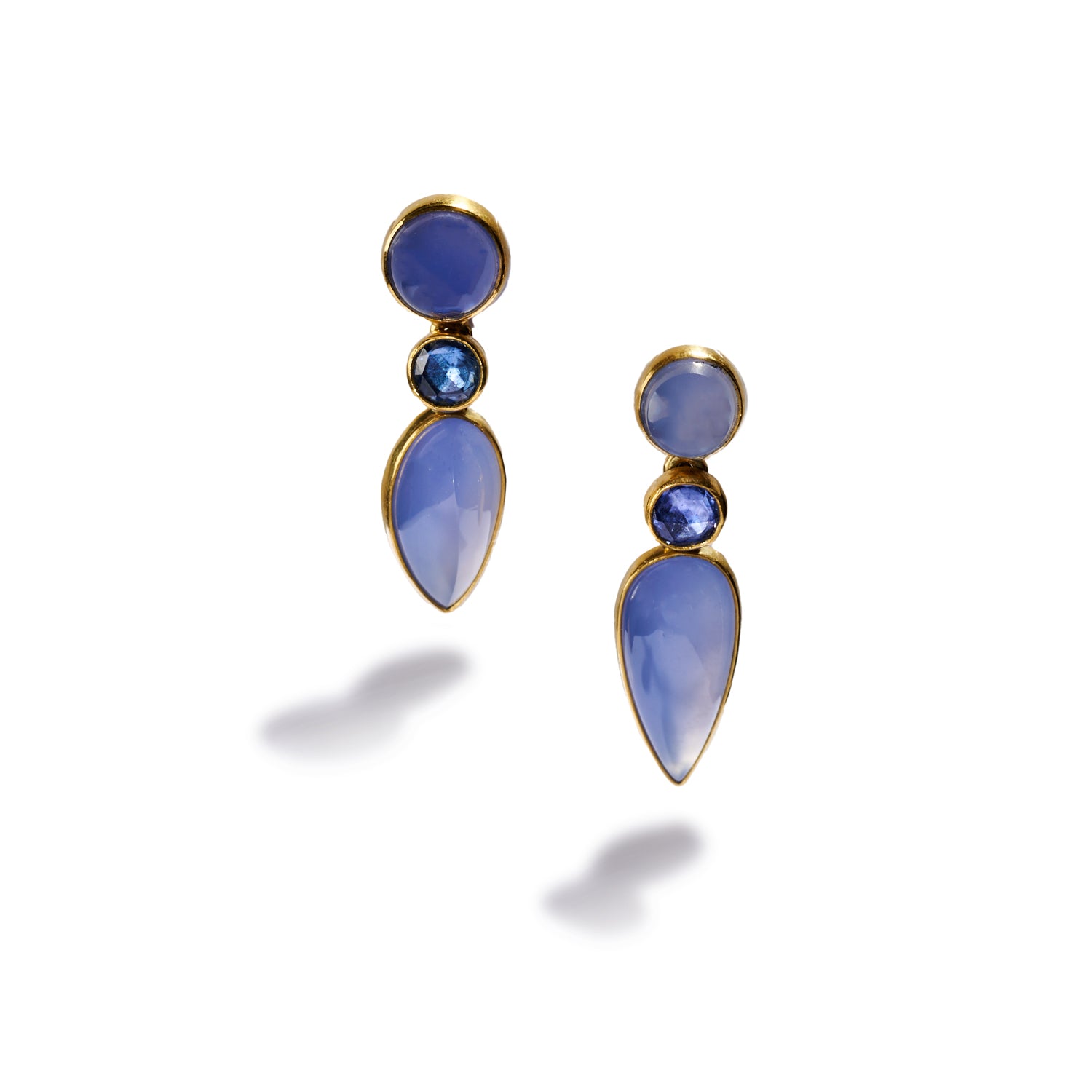 Gold and Chalcedony Earrings