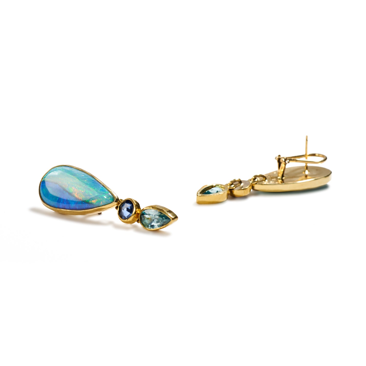 Australian Opal and Gold Teardrop Earrings