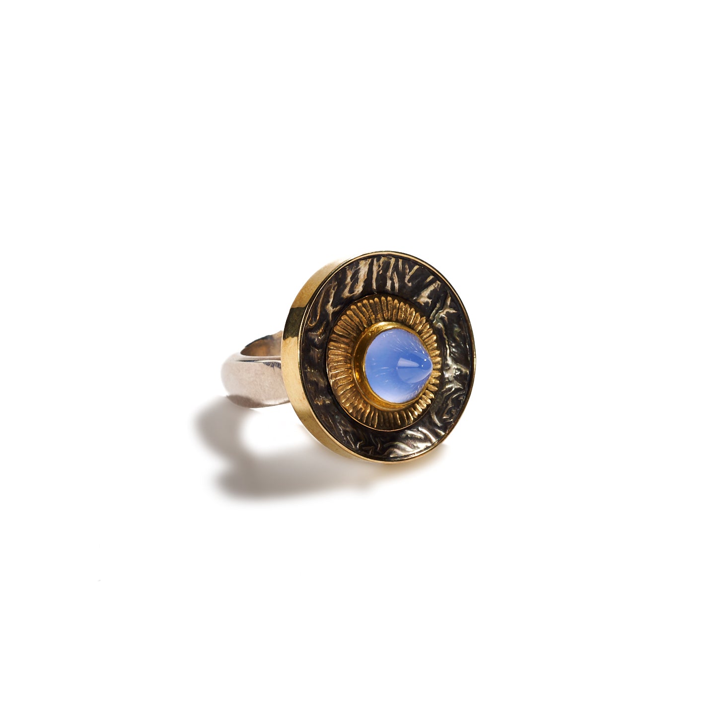 Gold, Sterling and Chalcedony Ring