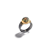 Green Beryl and Orange Sapphire Ring